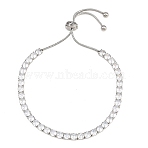 316 Surgical Stainless Steel Slider Bracelets, with Cubic Zirconia, Clear, 10-1/8 inch(25.6cm), Link: 4x4x3mm(BJEW-C125-17D-01)