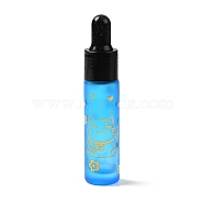 Rubber Dropper Bottles, Refillable Glass Bottle, for Essential Oils Aromatherapy, with Fortune Cat Pattern & Chinese Character, Light Blue, 2x9.45cm, Hole: 9.5mm, Capacity: 10ml(0.34fl. oz)(MRMJ-M002-01A-09)