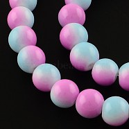 Two-Color Baking Painted Glass Bead Strands, Round, Medium Orchid, 8mm, Hole: 1.3~1.6mm, about 104pcs/strand, 32.7 inch(DGLA-R050-8mm-25)