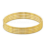 SHEGRACE Brass Buddhist Bangle Sets, Real 24K Gold Plated, 2-1/2 inch(6.3cm), 5pcs/set(JB631A)