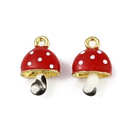 3D Alloy Pendants, Fruit Vegetable Charms, Mushroom, 16x10x6mm, Hole: 1.5mm(PALLOY-D080-01B)