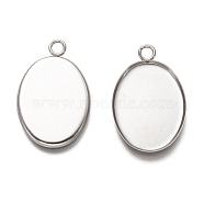 304 Stainless Steel Pendant Cabochon Settings, Plain Edge Bezel Cups, Oval, Stainless Steel Color, Tray: 20x15mm, 24.5x16x1.3mm, Hole: 2.5mm(X-STAS-I176-04A)