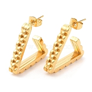 Ion Plating(IP) 304 Stainless Steel Triangle Stud Earrings, Half Hoop Earrings for Women, Golden, 22x4.5mm(EJEW-A104-29G)