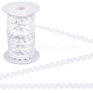 25M Nylon S Shaped Lace Ribbon, Wave Fringe Trim Ribbon, Garment Accessories, White, 3/8 inch(10mm)(OCOR-GF0003-60B)