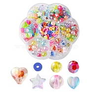 285Pcs 7 Style Mixed Style Transparent Acrylic & Handmade Polymer Clay Beads, Mixed Shape, Mixed Color, 6~11x6~11x3~8mm, Hole: 1.5~3mm,(DIY-FS0004-39)