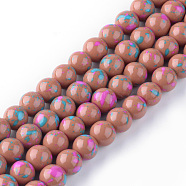 Matte Style Glass Bead Strands, Round, Dark Salmon, 8mm, Hole: 1mm, about 100pcs/strand, 31.4 inch(X-DGLA-S113-8mm-D20)