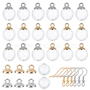 DIY Dangle Earring Making Kits, Including Pumpkin Glass Globe Beads, Plastic Bead Cap Pendant Bails, Brass Earring Hooks, Platinum & Golden, Globe Beads: 16x14~15mm, Hole: 5mm, 20pcs/box(DIY-SC0001-67)