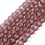 Glass Beads Strands, Faceted, Round, Medium Purple, 6mm, Hole: 1mm, about 50pcs/strand, 12.6 inch(GF6mmC03)