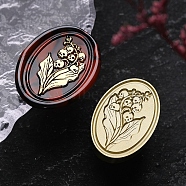 Halloween Theme Golden Tone Brass Wax Seal Stamp Head, for DIY Wax Seal Stamp Making, Flower, 30x20x15mm, Hole: 7mm(X-AJEW-O001-02G)