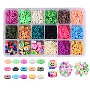 126g 15 Colors Handmade Polymer Clay Beads, Heishi Beads, for DIY Jewelry Crafts Supplies, Mixed Color, 6x1mm, Hole: 2mm, 126g/box(CLAY-SZ0001-32)