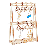 Wood Earrings Display Hanger, Clothes Hangers Shaped Earring Studs Organizer Holder, with 8Pcs Mini Hangers, Bisque, Finished Product: 6x13x18cm, about 15pcs/set(EDIS-WH0021-17A)