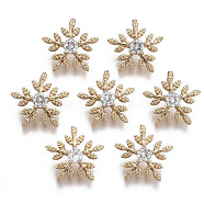 Brass Micro Pave Cubic Zirconia Charms, Flower, Long-Lasting Plated, Light Gold, Clear, 11x12x6mm, Hole: 1.8mm(X-KK-R111-059)