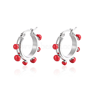 Stainless Steel with Pearl Hoop Earrings for Women(PQ6700-2)