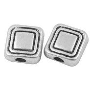 Tibetan Style Alloy Beads, Cadmium Free & Nickel Free & Lead Free, Square, Antique Silver, 6x6x3mm, Hole: 1.5mm, about 1600pcs/1000g(TIBEB-N005-037AS-NR)