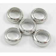 Brass Spacer Beads, Rondelle, Nickel Free, Platinum, 8x1.8mm, Inner Diameter: 6.5mm(X-EC0828mm-NF)