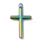 Ion Plating(IP) 304 Stainless Steel Pendants, Cross Charms, Multi-color, 33x20x3mm, Hole: 2mm(STAS-G278-03M)