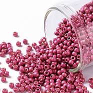 TOHO Round Seed Beads, Japanese Seed Beads, (PF563F) PermaFinish Hot Pink Metallic Matte, 11/0, 2.2mm, Hole: 0.8mm, about 5555pcs/50g(SEED-XTR11-PF0563F)
