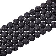 Synthetic Lava Rock Beads Strands, Dyed, Round, Black, 8~8.5mm, Hole: 1mm, about 50pcs/strand, 15.9 inch(40.3cm)(X-G-S277-8mm-01)