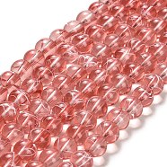Drawbench Transparent Glass Beads Strands, Spray Painted, Round, Salmon, 8mm, Hole: 1.3~1.6mm, 31.4 inch(GLAD-Q012-8mm-01)