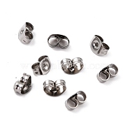 304 Stainless Steel Ear Nuts, Friction Earring Backs for Stud Earrings, Stainless Steel Color, 6x4.5x3mm, Hole: 0.8mm(X-STAS-O084-02)