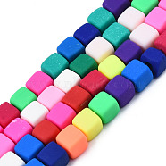 Handmade Polymer Clay Beads Strands, Cube, Colorful, 6x6x6mm, Hole: 1.2mm, about 62pcs/strand, 14.84 inch~15.75 inch(37.7cm~40cm)(CLAY-T020-09)