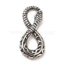 Tibetan Style 304 Stainless Steel Pendants, Infinity, Antique Silver, 42.5x19x6mm, Hole: 14x6mm and 13x8mm(STAS-M334-18AS)