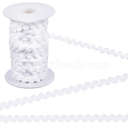 25M Nylon S Shaped Lace Ribbon, Wave Fringe Trim Ribbon, Garment Accessories, White, 3/8 inch(10mm)(OCOR-GF0003-60B)