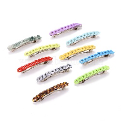 Opaque Acrylic Twist Chains Hair Barrettes, Ponytail Holder Statement, with Hair Accessories for Women, Mixed Color, 82.5x13.5x15mm(PHAR-JH00076)