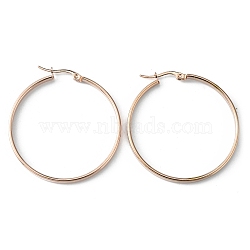 304 Titanium Steel Flat Big Hoop Earrings for Women, Rose Gold, 42x40x3mm, Pin: 0.7x1mm(EJEW-TAC0017-04RG)