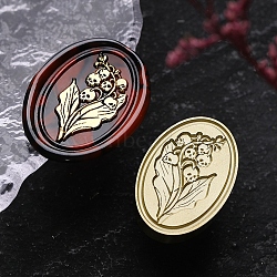 Halloween Theme Golden Tone Brass Wax Seal Stamp Head, for DIY Wax Seal Stamp Making, Flower, 30x20x15mm, Hole: 7mm(X-AJEW-O001-02G)