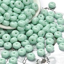 Opaque Colours Glass Seed Beads, Donut, Aquamarine, 8x5mm, Hole: 1.5mm, about 1000pcs/pound(SEED-C001-03B-02)