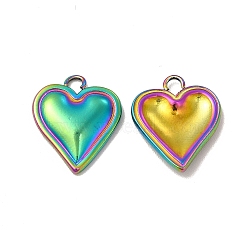 Ion Plating(IP) 304 Stainless Steel Pendants, Heart Charm, Rainbow Color, 16x13.5x2.5mm, Hole: 1.8mm(STAS-I671-21MC)