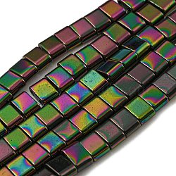 Electroplated Non-magnetic Synthetic Hematite Beads Strands, Rectangle, 2-Hole, Colorful, 6x4x3mm, Hole: 1.2mm, about 95pcs/strand, 15.35 inch(39cm)(G-C106-B02-05B)