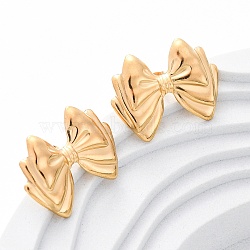 304 Stainless Steel Stud Earrings for Women, Bowknot, Golden, 20x26mm(EJEW-K306-07G)