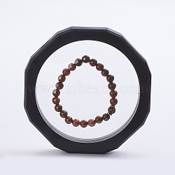 Plastic Frame Stands, with Transparent Membrane, For Ring, Pendant, Bracelet Jewelry Display, Octagon, Black, 127x20mm(ODIS-P005-02-B)