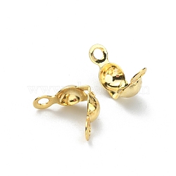 Brass Bead Tips, Calotte Ends, Clamshell Knot Cover, Real 18K Gold Plated, 6~7.6x4mm, Hole: 1.4mm(KK-WH0035-74G-03)