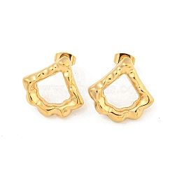 Fan 304 Stainless Steel Ear Studs, Stud Earrings for Women, Golden, 20x21mm(EJEW-L290-001G)