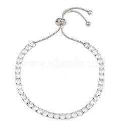 316 Surgical Stainless Steel Slider Bracelets, with Cubic Zirconia, Clear, 10-1/8 inch(25.6cm), Link: 4x4x3mm(BJEW-C125-17D-01)