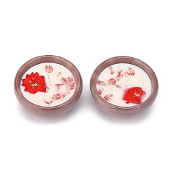 SaddleBrown Porcelain Candles, Bowl Shaped Smokeless Decorations, with Dryed Flowers, the Box only for Protection, No Supply Again if the Box Crushed, Red, 65x31mm, 2pcs/set(DIY-P009-D14)