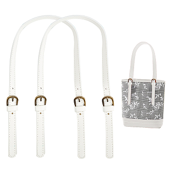WADORN 2Pcs Imitation Leather Adjustable Crossbody Purse Straps, with Alloy Findings, White, 64.5~69x1.45x0.3cm