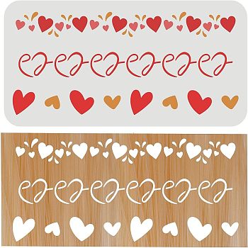 PET Hollow out Drawing Painting Stencils Sets for Kids Teen Boys Girls, for DIY Scrapbooking, Heart Pattern, 30x15cm