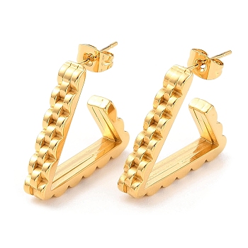Ion Plating(IP) 304 Stainless Steel Triangle Stud Earrings, Half Hoop Earrings for Women, Golden, 22x4.5mm