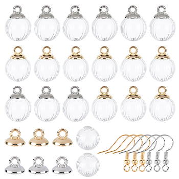 DIY Dangle Earring Making Kits, Including Pumpkin Glass Globe Beads, Plastic Bead Cap Pendant Bails, Brass Earring Hooks, Platinum & Golden, Globe Beads: 16x14~15mm, Hole: 5mm, 20pcs/box