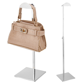 201 Stainless Steel Single Handbag Rack, Adjustable Height Purse Display Stands for Bag Store, Stainless Steel Color, Finished Product: 13x13x37.5~69cm