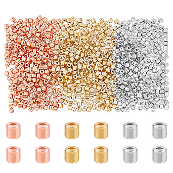 3 Bags 3 Colors CCB Plastic Spacer Beads, for Bracelet Necklace Making Findings, Column, Mixed Color, 4x4mm, Hole: 1.8mm, about 500pcs/bag, 1 bag/color