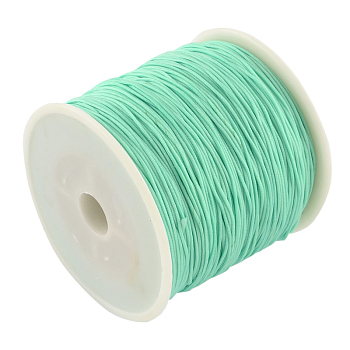 Braided Nylon Thread, Chinese Knotting Cord Beading Cord for Beading Jewelry Making, Aquamarine, 0.8mm, about 100yards/roll