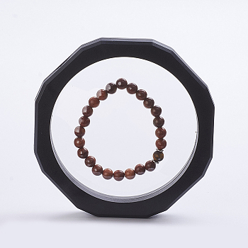 Plastic Frame Stands, with Transparent Membrane, For Ring, Pendant, Bracelet Jewelry Display, Octagon, Black, 127x20mm