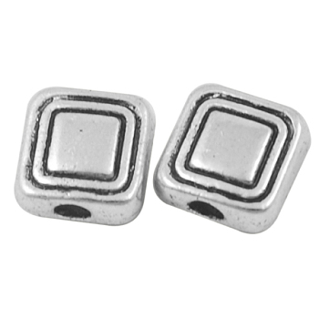 Tibetan Style Alloy Beads, Cadmium Free & Nickel Free & Lead Free, Square, Antique Silver, 6x6x3mm, Hole: 1.5mm, about 1600pcs/1000g