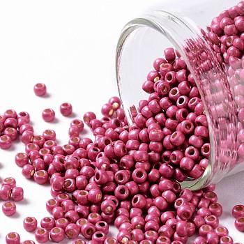 TOHO Round Seed Beads, Japanese Seed Beads, (PF563F) PermaFinish Hot Pink Metallic Matte, 11/0, 2.2mm, Hole: 0.8mm, about 5555pcs/50g