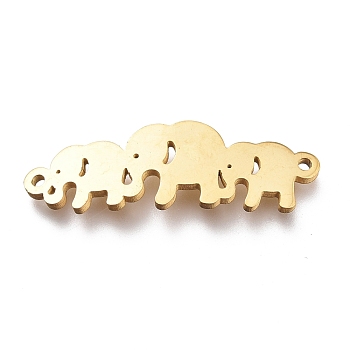 304 Stainless Steel Links Connectors, Laser Cut, Mother & Baby Elephant Shape, for Mother's Day, Golden, 8x25x1mm, Hole: 1mm